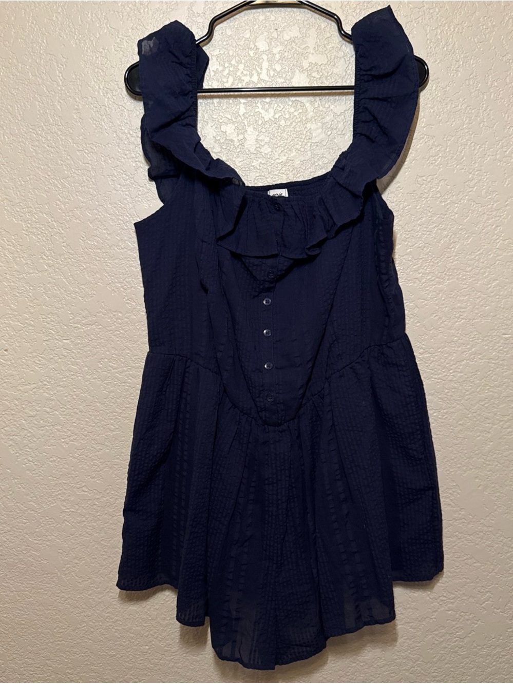 aerie Navy Ruffle Romper